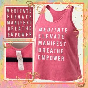 Guru Active Meditate Elevate Manifest Breathe Empower Tank Size S Pink Racerback